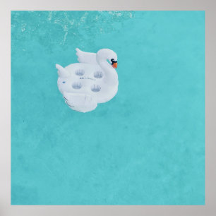 Póster White swan inflatable on body of water