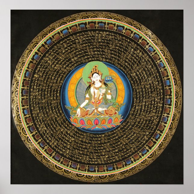 Póster White Tara Mantra Mandala Thangka Poster (Frente)