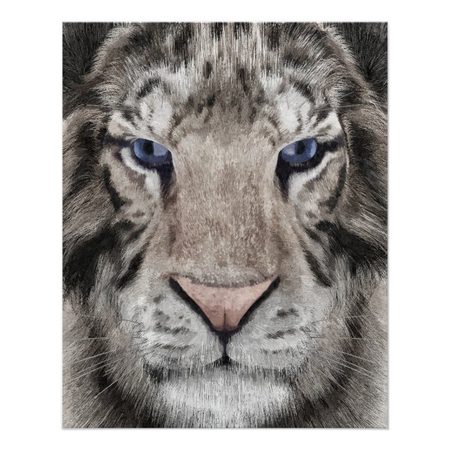 Póster White Tiger Head  (Anverso)