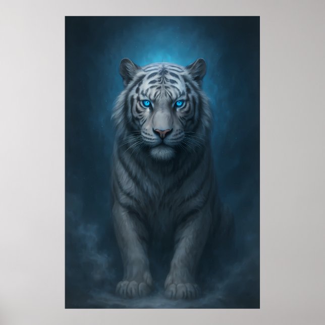 Póster White Tiger – Mystical Fantasy Portrait – ManJiang (Frente)