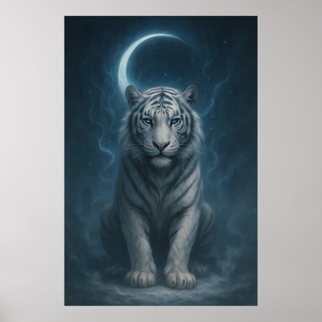 Póster White Tiger – Mystical Fantasy Portrait – ManJiang (Frente)