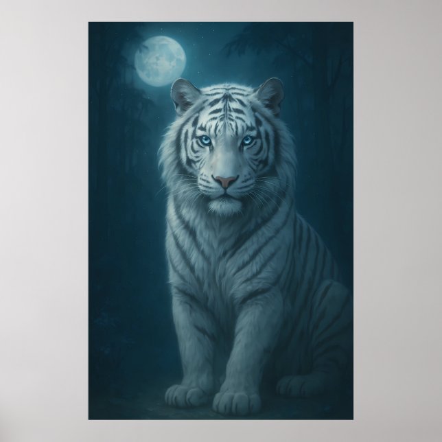 Póster White Tiger – Mystical Fantasy Portrait – ManJiang (Frente)
