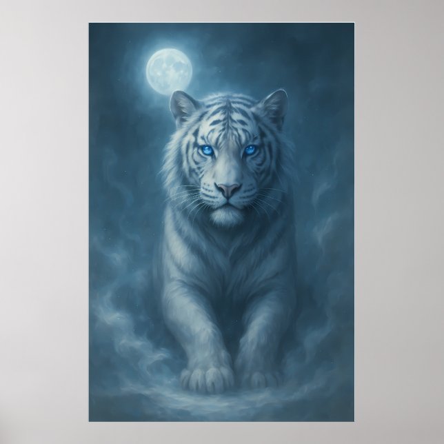 Póster White Tiger – Mystical Fantasy Portrait – ManJiang (Frente)