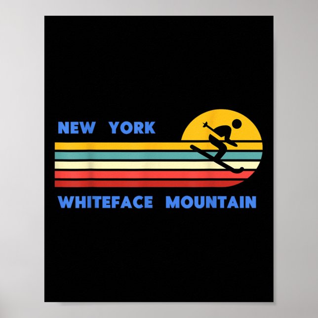 Póster Whiteface Mountain New York Skiing Skier Ski Retro (Frente)