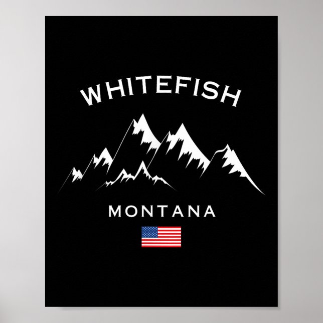 Póster Whitefish Montana Ski Resort Rocky Mountains Skiin (Frente)