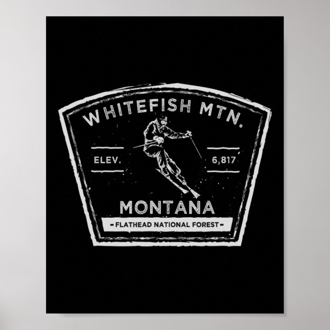 Póster Whitefish Mountain Montana Snow Skiing  (Frente)