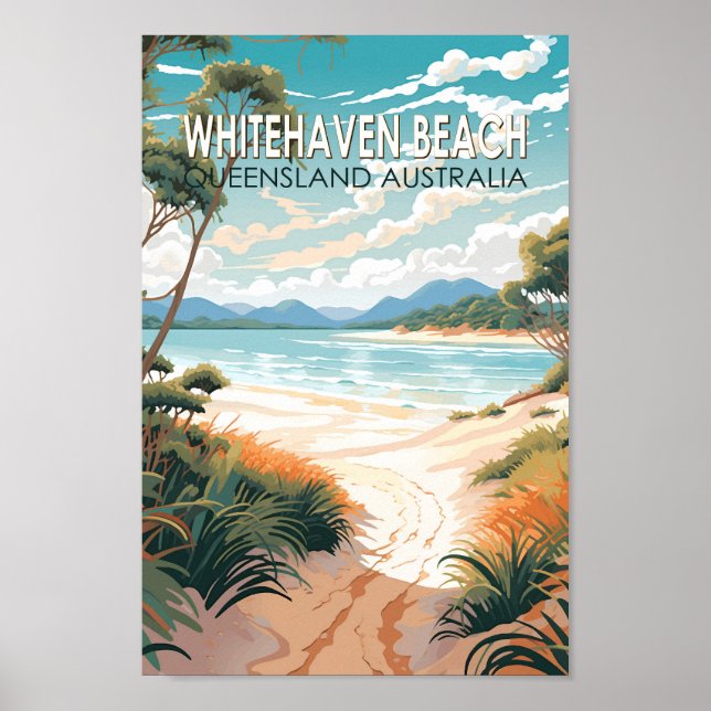 Póster Whitehaven Beach Queensland Australia Travel Art (Frente)
