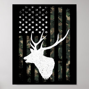 Póster Whitetail Buck Deer Cazando Camisas Vintage Estado