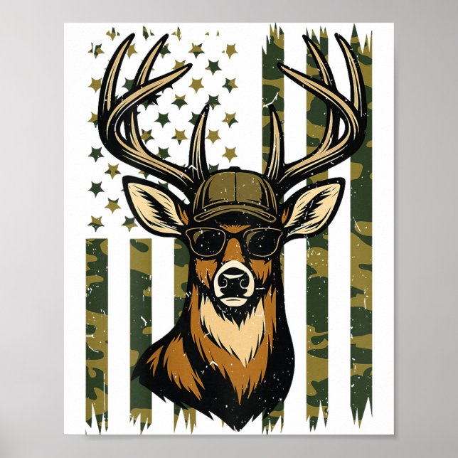 Póster Whitetail Buck Youth Boy Deer Hunting Camo America (Frente)