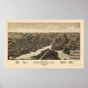 Póster Whitewater, WI Panoramic Map - 1885
