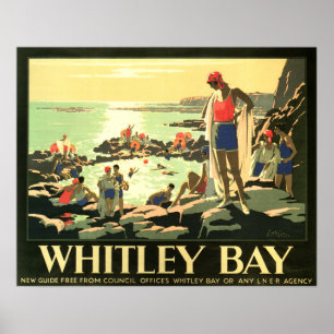 Póster WHITLEY BAY INGLATERRA Gran Bretaña LNER Vintage 