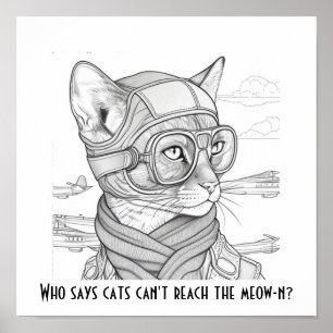 Póster Who says cats can't reach the meow-n? Abyssinian