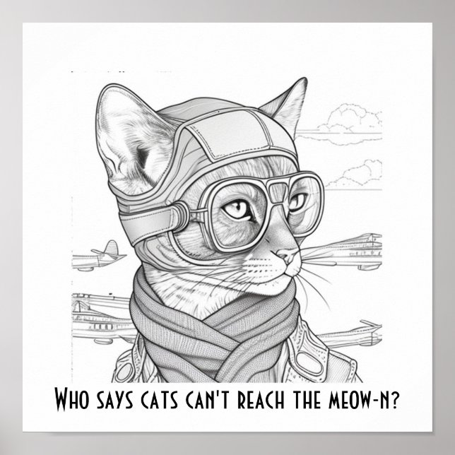 Póster Who says cats can't reach the meow-n? Abyssinian (Frente)