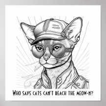 Who says cats can't reach the meow-n? Feline art