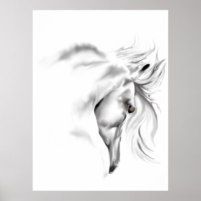 Póster Whte Horse Head  Poster (Frente)