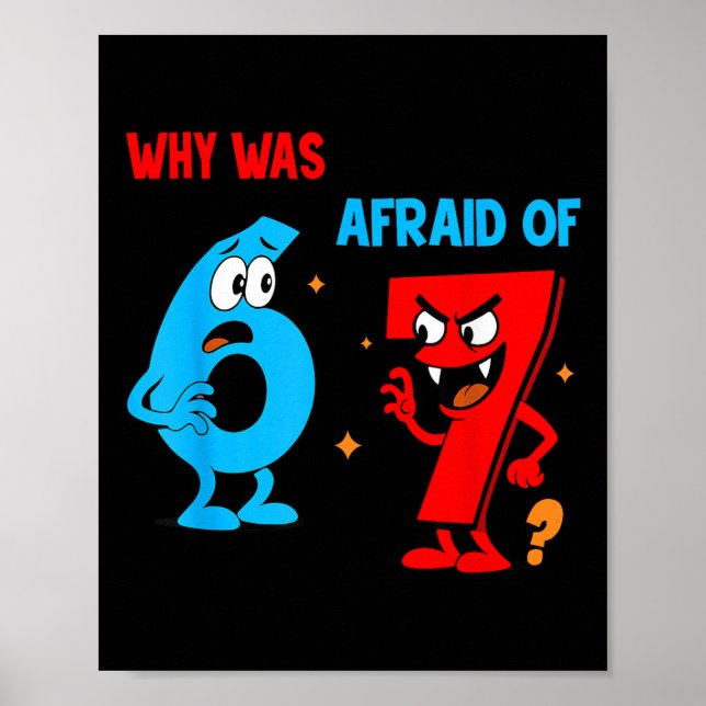 Póster Why Was 6 Afraid Of 7 Funny Six Seven Meme Gen Alp (Frente)