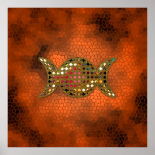 Póster Wicca Triple Diosa Jewel Stained Glass Poster