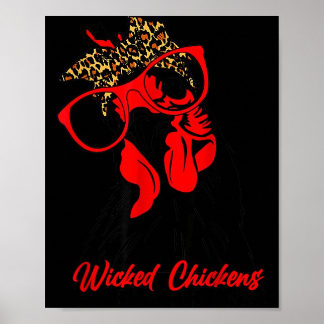 Póster Wicked Chickens Lay Deviled Egg Funny Rooster Chic (Frente)