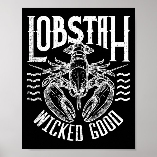 Póster Wicked Good Lobstah Funny Maine Boston Cape Cod Lo (Frente)