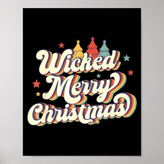 Póster Wicked Merry Christmas Retro Groovy New England Xm (Frente)