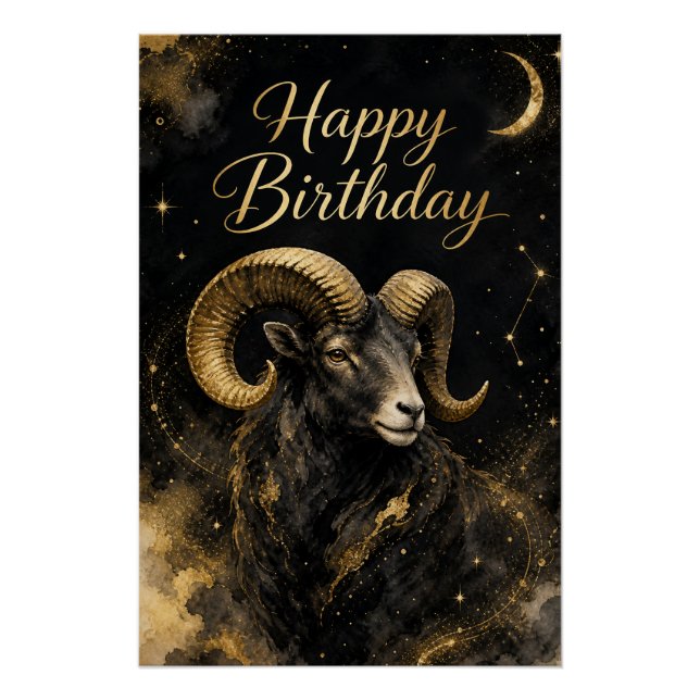 Póster Widder Happy Birthday Sternzeichen Design (Anverso)