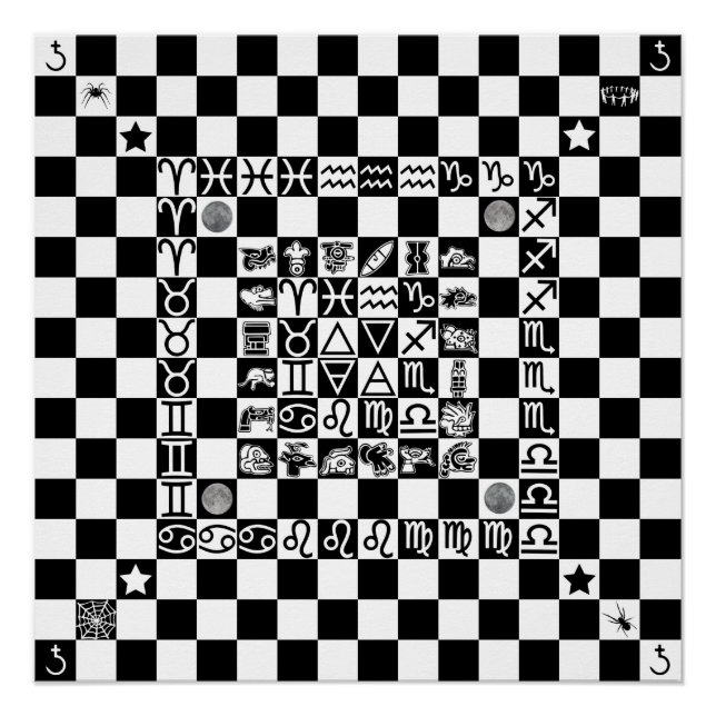 Póster Widdershins Enochian Aztec Magic Ritual Chessboard (Anverso)
