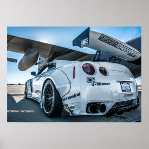 Póster Widebody Nissan GT-R Libertywalk R35 con avión