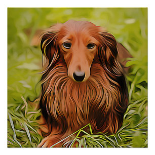 Póster Wiener Brown Dachshund En La Grasa En Las Navidade