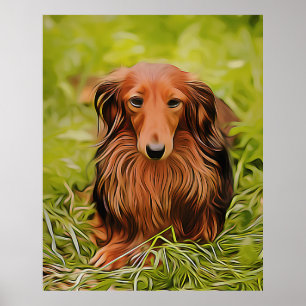 Póster Wiener Brown Dachshund En La Grasa En Las Navidade