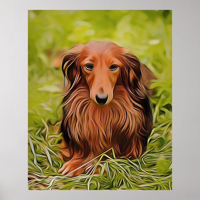Póster Wiener Brown Dachshund En La Grasa En Las Navidade (Frente)