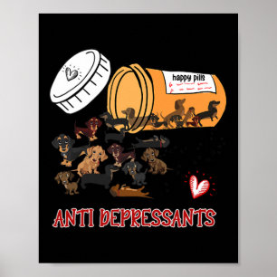 Póster Wiener Dog Sausage Puppy Lover Antidepresivos Dac