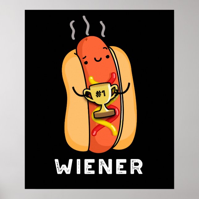 Póster Wiener Funny Sausage Pun Dark BG (Frente)