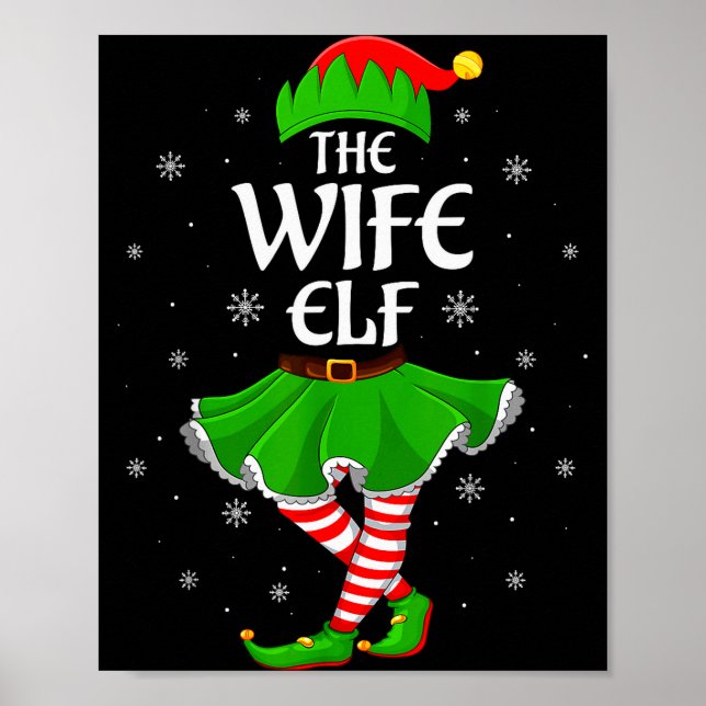 Póster Wife Elf Christmas Family Girls Women Elf Squad Xm (Frente)