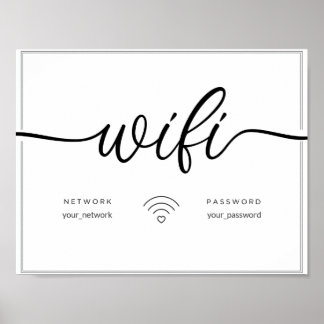 Póster Wifi Network hostel airbnb sign simple mínima