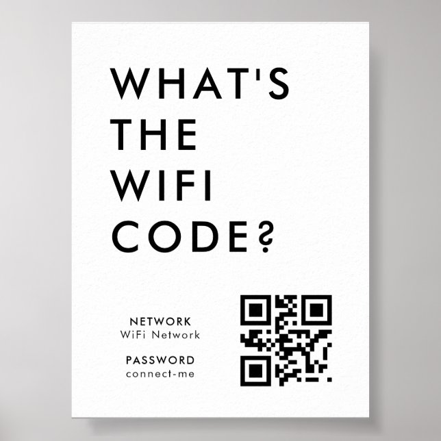 Póster Wifi Password | QR Code Scan to Connect  (Frente)