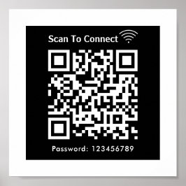 Póster Wifi Scan Para Conectar La Contraseña Código Qr Ne