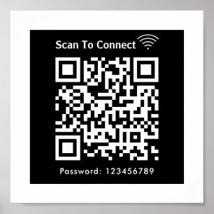 Póster Wifi Scan Para Conectar La Contraseña Código Qr Ne