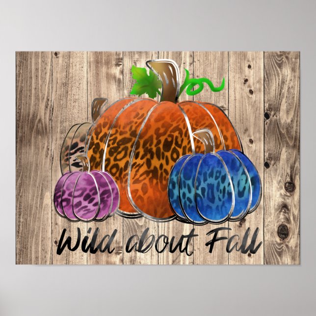 Póster Wild About Fall Leopard Print Pumpkins (Frente)