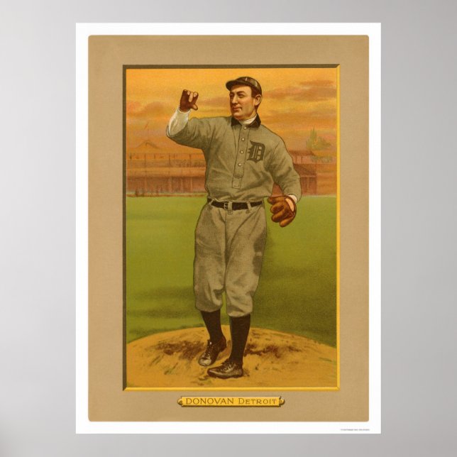 Póster Wild Bill Donovan Tigers Baseball 1911 (Frente)