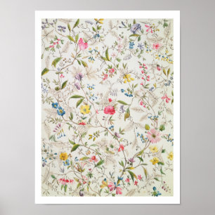 Póster Wild flowers design for silk material, c.1790 (w/c