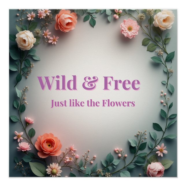Póster  Wild & Free Floral Line Art | Boho Minimal Design (Anverso)