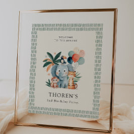 Póster Wild Jungle Theme Birthday Party Welcome