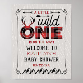 Póster Wild One Boys Rustic Plaid Lumberjack Baby Shower