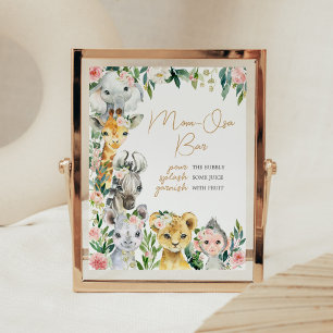 Póster Wild One Floral Safari Baby Shower Mom Osa Bar