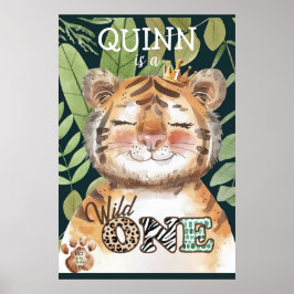 Póster Wild One Jungle Safari Signo de bienvenida al prim