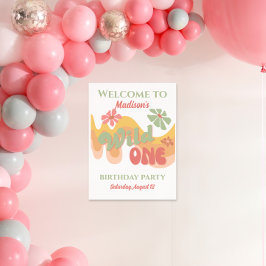 Póster Wild One Retro Rainbow Daisy Welcome Poster