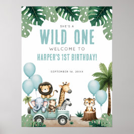 Póster Wild One Safari 1st Birthday Welcome