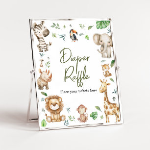 Póster Wild One Safari Diaper Raffle Baby Shower