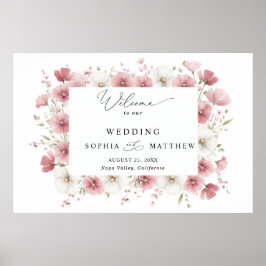 Póster Wild Pink Flowers Wedding 