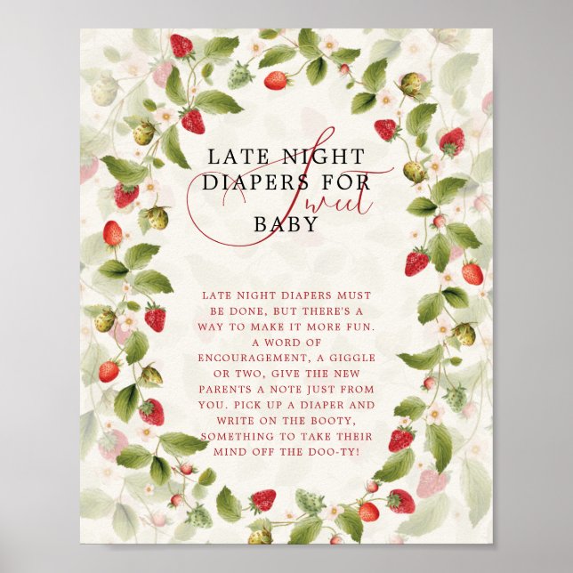PÓSTER WILD STRAW BERRY SWEET BABY SHOWER SIGN (Frente)